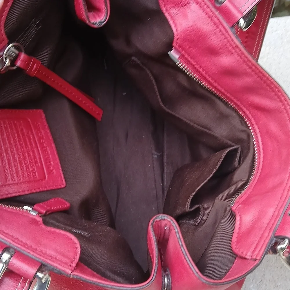 COACH Soho Pleated  Red Leather Large Shoulder Handbag
